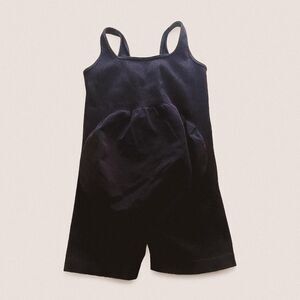 Maternity pregnancy Black Ribbed One-Piece romper – Sleek Athleisure medium